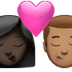 👩🏿‍❤️‍💋‍👨🏽 kiss: woman, man, dark skin tone, medium skin tone display on Apple